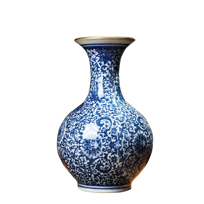 Custom Logo Fashion Chinese Style Home Decor Table Blue And White Porcelain Ceramic Vase