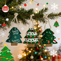 Sacs à cordon en forme d'arbre en gros, imprimé Joyeux Noël, petits sacs d'emballage pour bonbons, décorations de fête de Noël
