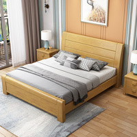 Lit en Bois Massif 1,8 m Lit Queen Size 1,5 m Lit Double Économique Simple Mobilier Moderne Chambre Parentale Rangement