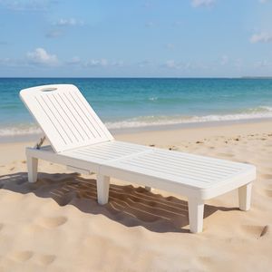 كرسي استرخاء بلاستيكي قابل للطي للاستخدام الخارجي - كرسي محمول للحديقة وحمام السباحة والشاطئ - Product Image 3