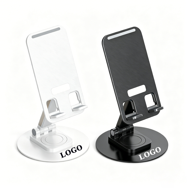 Custom Aluminium Alloy Telescopic Foldable Desktop Stand Height Adjustable 360 Rotatable Anti-slip Phone Tablet Stand Holder