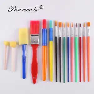 Art Paint Brush Set Nylon Hair Watercolor Painting Artist Brushes Plastic Handle Paint Brushes For Kids