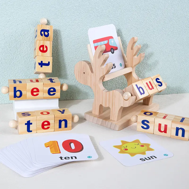 Benutzer definierte Kinder Abc Matching Letter Games Holz 3d Siehe und Rechtschreib ung Flash Card Toys Montessori Kids Toys