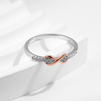 Bague simple en argent sterling 925 massif, couleur or rose romantique, design contrasté, bijoux de mode, amour infini, pour femmes