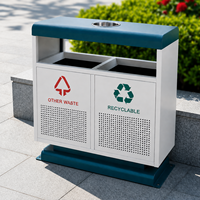 Poubelle à double compartiment avec cendrier supérieur, en métal, pour extérieur, idéale pour les rues, les parcs et les installations publiques