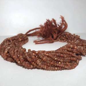 Cuentas de Piedra Solar Marrón Natural AAA de 4mm y 5mm, Facetadas en Forma de Rondelle, Hechas a Mano en India, Certificadas por IGI, para Creación de Joyas - Product Image 2