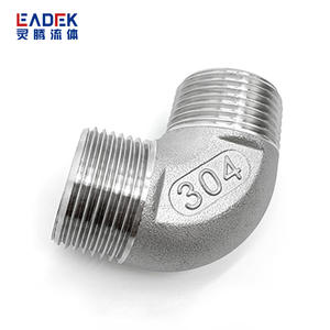 Raccord de tuyau d'eau en acier inoxydable à double extrémité mâle à 90 degrés, filetage interne, connexion à angle droit - Product Image 2