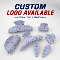 Nouvelle pince à cheveux requin bleue personnalisée, motif floral froissé, fraîche et élégante, en PVC, faite à la main, accessoire polyvalent et stylé pour chignons