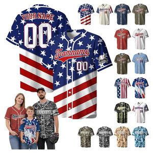 Maillot de baseball personnalisé, T-shirt d'équipe patriotique personnalisé pour hommes, femmes, jeunes et enfants - Ajoutez un nom et un numéro, uniformes de sport d'équipe - Product Image 1