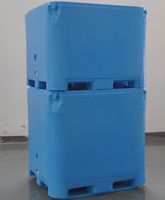 Caisses à poisson en plastique robustes, isolées, à double paroi, étanches, en HDPE, rotomoulées, 1000L, pour la pêche/la pisciculture/l'alimentation