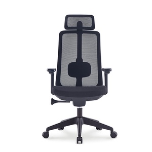 Chaise de bureau de direction ergonomique pivotante à dossier haut, design populaire, en maille, inclinable, avec appui-tête - Product Image 4