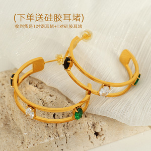 ชุดกำไลข้อมือเซอร์คอน โทนสีทองเงิน ดีไซน์ทรงกลม เครื่องประดับแฟชั่นสำหรับผู้หญิง วัสดุโลหะผสมสังกะสี - Product Image 2