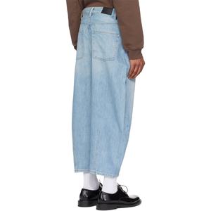 Jeans amples décontractés bleu délavé taille mi-haute pour hommes, style baggy, coupe large, pour la vente en gros en boutique - Product Image 4