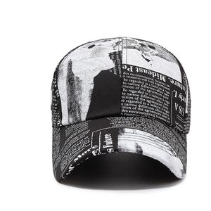 Stampa <span class=keywords><strong>di</strong></span> giornale su misura <span class=keywords><strong>di</strong></span> moda <span class=keywords><strong>di</strong></span> cotone pallina da Golf cappellino da Baseball sportivo Unisex stile Hip Hop cappello da papà per le donne degli uomini - Product Image 3