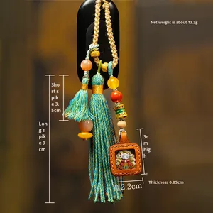 Bolsa Mini Thangka Pintada a Mano, Estilo Art Deco con Dzajala Green Tara, Colgante Portátil de Moda China en Cuero - Product Image 5