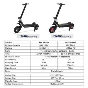 G63 электрический скутер 11 дюймов пневматические внедорожные шины 1200 Вт * 2 двухмоторный съемный аккумулятор - Product Image 2