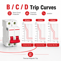 Disyuntor en miniatura DZ47s MCB 1P 1P+N 2P 3P 3P+N 4P 1-63A 230V 400V CA 6kA Curva B C D Riel DIN de 35mm
