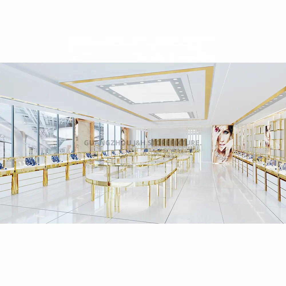 Negozio di lusso negozio di gioielli design da banco immagini per gioielleria in oro negozio di interior design in oro gioielleria interior design
