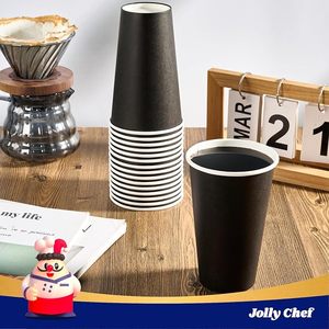 Vasos de Papel Negros de 8oz y 12oz, Vasos Desechables de Pared Simple para Bebidas Calientes, Paquete de 1000, Papel de Grado Alimenticio - Product Image 6