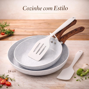 Modern Ceramic Non-Stick Aluminum Fry <b>Pan</b> Set with Wood Handle Round Skillet for Gas and <b>Induction</b> Cooker Frying <b>Pan</b> - Product Image 5