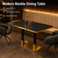 Juego de Comedor Moderno para Restaurante con Cubierta de Mármol y Estructura de Grado Comercial - Asientos de Lujo para Cafetería, Hotel, Bistro