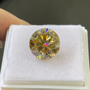 Champagne Gold Round Moissanite Diamonds 1 To 6 Carats For Jewelry Making With Certificates And Girdle Inscriptions - Product Image 3