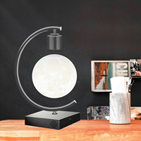 Lampe de table 3D en forme de lune à lévitation magnétique, chargeur sans fil, veilleuse avec haut-parleur Bluetooth, chargeur rapide 18W pour chambre à coucher, bureau