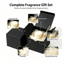 Boîtes cadeaux rigides carrées noires avec logo personnalisé, boîte d'emballage en papier à couvercle rabattable pour bougie, diffuseur de parfum, ensemble cadeau de parfum d'ambiance pour la maison