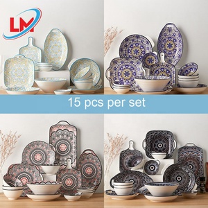 Bol rond <span class=keywords><strong>en</strong></span> céramique de style bohème marocain Assiette ovale <span class=keywords><strong>en</strong></span> porcelaine <span class=keywords><strong>Vaisselle</strong></span> Platos <span class=keywords><strong>Vaisselle</strong></span> de table Service de <span class=keywords><strong>vaisselle</strong></span> - Product Image 2