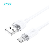 BWOO 3A kabel pengisian daya USB A ke Tipe C kustom TPE kabel Data putih pengisi daya Cepat Ponsel