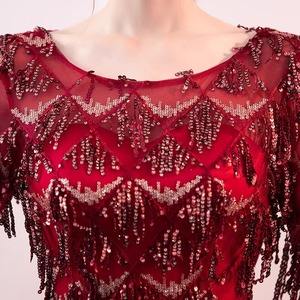 Women's Long Elegant Evening Gown Empire Waist A-Line Scoop Neck Burgundy Gold Silver Pink Navy Blue Hostess Dress - Product Image 5