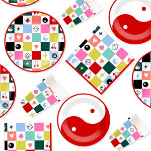 DAMAI Birthday Party Theme Decor Bulk Wholesale Set Poker Gamer Theme Check Paper Plates <b>Tablecloth</b> Party Disposable Tableware - Product Image 4