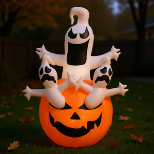 Decorazione Gonfiabile di Halloween a Forma di Fantasma e Zucca per Giardino, Decoro Festivo da Esterno in PVC, Unisex - Product Image 2
