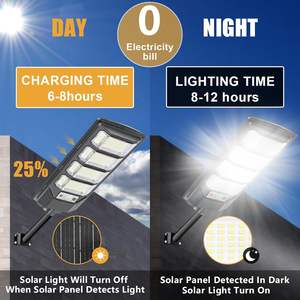 ไฟถนนโซลาร์เซลล์ LED ขายส่ง 200W 300W 500W ราคาโรงงาน โพลีคริสตัลไลน์ สำหรับภายนอกอาคาร IP65 ใช้แบตเตอรี่ AC - Product Image 3