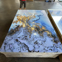 Panneaux muraux en SPC marbré brillant UV de 3 mm d'épaisseur imprimés en 3D pour la décoration murale