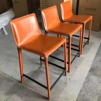 Tabouret de bar en cuir avec dossier et bras, ensemble de 4 tabourets, chaises de bar avec dossier haut