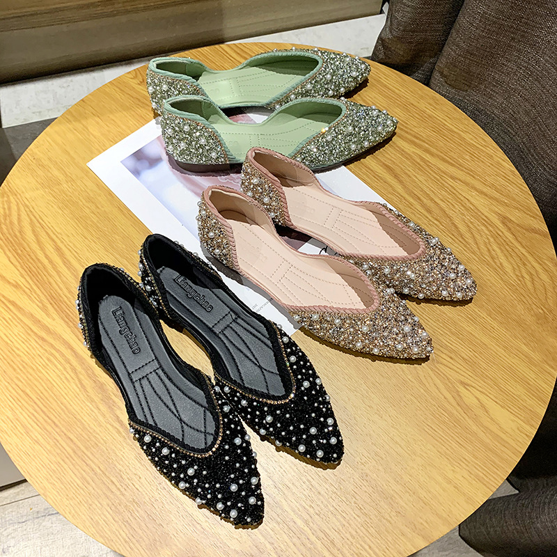 Trendy Slip-on Flat Sandals For Ladies With Rhinestones