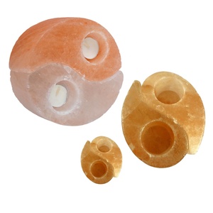 Pink & White Crystal Salt Ying Yung <b>Candle</b> Holder Himalayan Salt <b>Candle</b> Holder-Sian Enterprises - Product Image 4