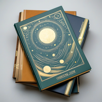 Journal intime en cuir PU noir taille A5 de haute qualité Cahier à reliure spirale de conception d'estampage doré avec bord doré