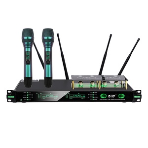 Micrófono inalámbrico UHF IR de 2 canales con tubo electrónico, nuevo diseño, 4 Uds., con cambio de color, para Bar, <span class=keywords><strong>restaurante</strong></span>, hogar - Product Image 6