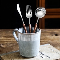 Ensemble de couverts haut de gamme avec manche en bois de noyer, couteau à steak en acier inoxydable 304, fourchette, vaisselle de luxe, ensemble d'ustensiles de table