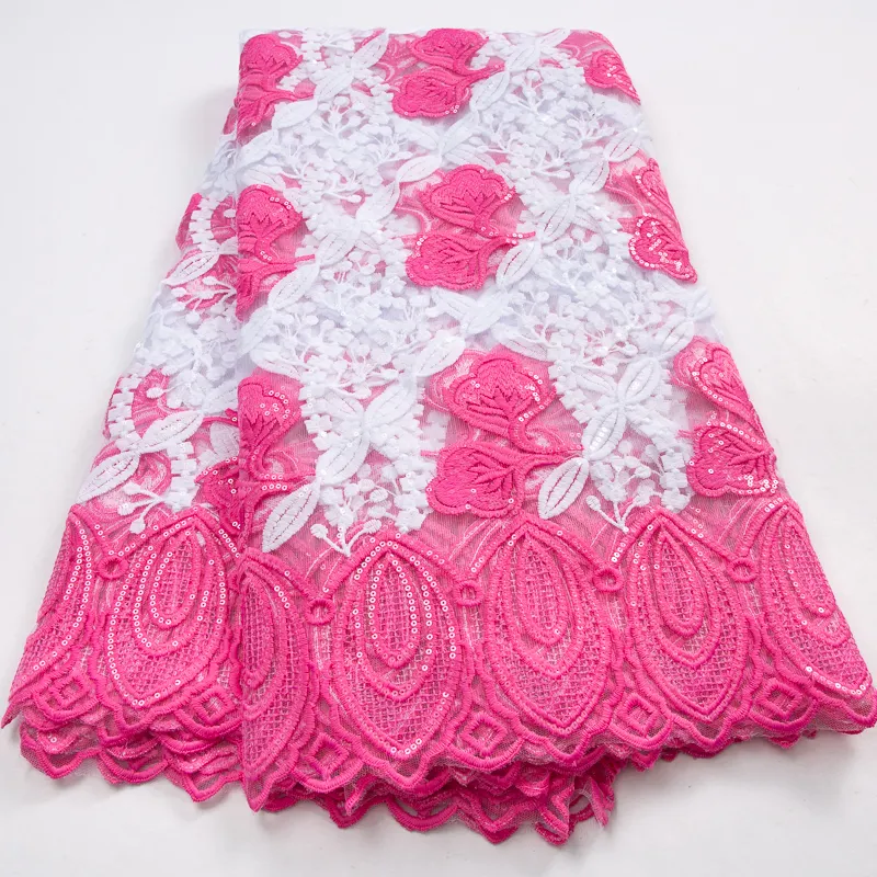 3511最新のフレンチメッシュ刺Embroideryレース生地スパンコール付きライトアフリカンチュールミルクシルクレース縫製女性のウェディングドレス