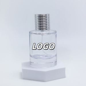 Custom Clear Crimp Cylinder Shape Eco-friendly Perfume <b>Spray</b> Bottle 30ml 50ml Luxury Empty Glass Bottle Gold Cap Screen Printing - Product Image 1