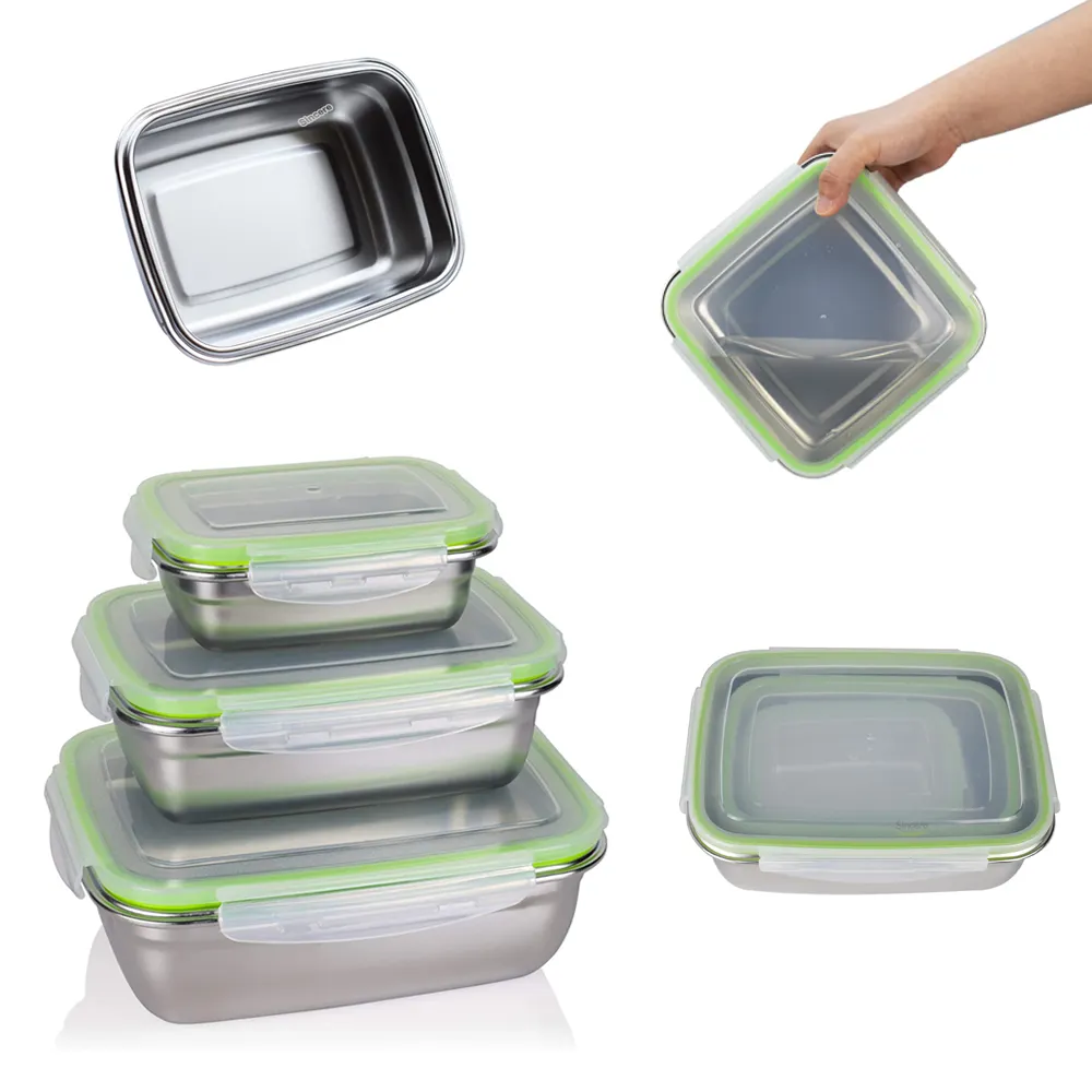 Dishwasher Safe Refrigerator 850ml 1800ml 18/8 Stainless Steel Meal Prep Bento Lunch Box Food Storage Container with Lids