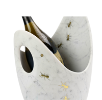 Porte-ustensile Refroidisseur de vin en marbre naturel Seau à glace à champagne avec refroidisseur de glace Refroidisseur de vin