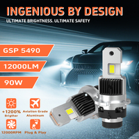 Gview G18DP Faros Led D4S D4R 6000K Súper Brillantes Blancos Serie D Bombilla de Xenón 90W Lámpara de Repuesto para Faros Delanteros de Coche con Larga Vida Útil