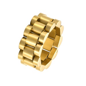 Toptan Kaliteli Çelik Erkek Takıları 18K PVD Altın Kaplama Saat Kayışı Yüzüğü 10MM Genişliğinde 6-11 Bedenler Unisex - Product Image 5