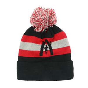 Dệt Kim Hat Biểu Tượng Tùy Chỉnh Jacquard Câu Lạc Bộ Thể Thao Đội Bóng Đá Người hâm mộ Bobble Hat Thêu Logo Vá Beanie Pom Pom Hat - Product Image 2