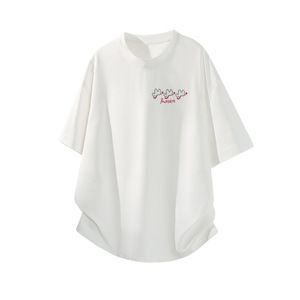 Maglietta girocollo da uomo HT26246 con ricamo a tema cavallo e successo, nuovo arrivo, maniche corte, abbigliamento streetwear quotidiano per giovani. - Product Image 5