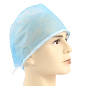 Cuffie Monouso Blu in Tessuto Non Tessuto per Infermieri e Medici, Chirurgiche, con Laccetti - Product Image 1